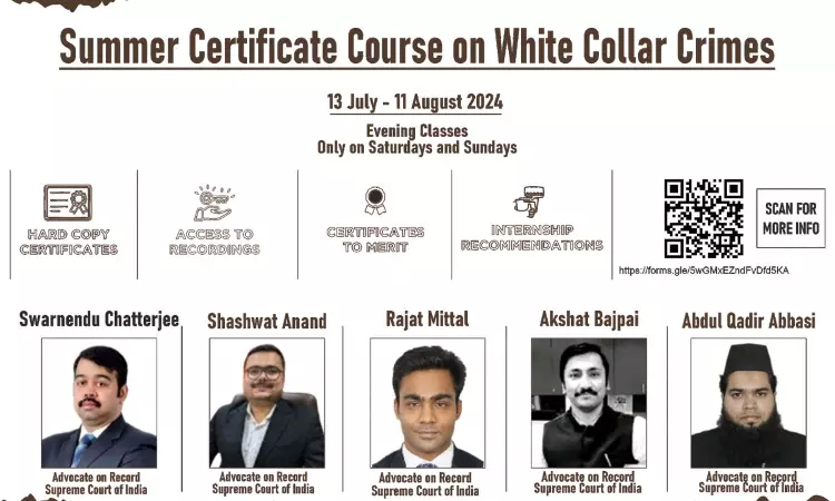 [Advt.] Lex Pacto: Summer Certificate Course On White Collar Crime