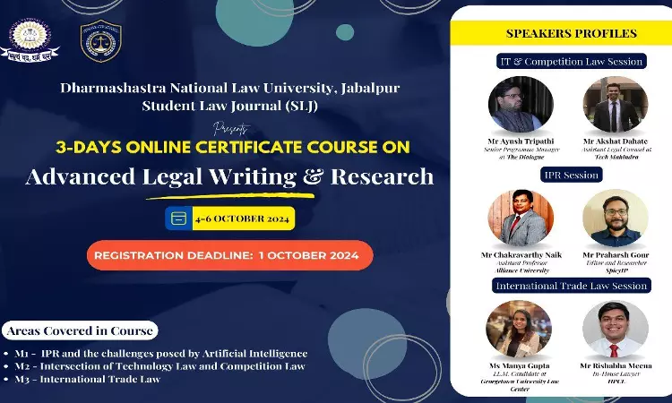 [Advt.] DNLU Student Law Journal Is Organising A 3-Day Online Certificate Course On Advanced Legal Writing & Research