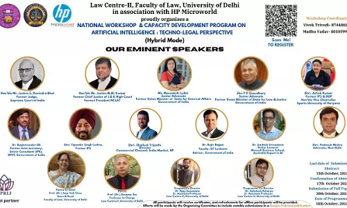 Law Centre-II, Faculty of Law, DU: National workshop And Capacity Development Program On Artificial Intelligence:Techno-Legal perspective