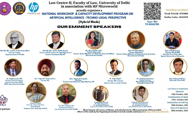 Law Centre-II, Faculty of Law, DU: National workshop And Capacity Development Program On Artificial Intelligence:Techno-Legal perspective