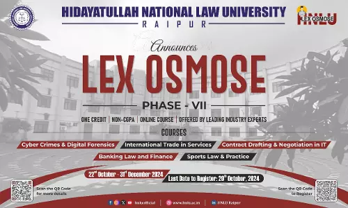 HNLU Launches Seventh Edition Of Non-CGPA Credit Course Series: Lex Osmose [22nd October To 31st December]