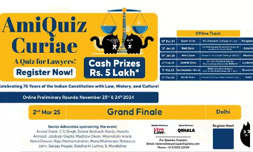 AmiQuiz Curiae 2024-25 : Pan India Quiz For Lawyers To Celebrate 75th Year Of Indian Constitution AmiQuiz Curiae 2024-25 : Pan India Quiz For Lawyers To Celebrate 75th Year Of Indian Constitution