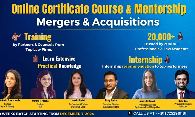[Advt.] Bettering Results: Certificate Course On Mergers & Acquisitions Practice Led By Top Law Firm Partners: Enroll Now!
