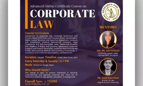 [Advt.] Legal Research And Analysis: Advanced Certificate Course On Corporate Law