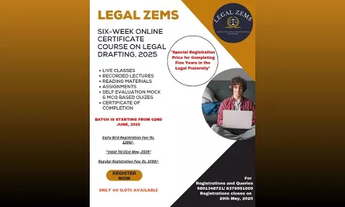 [Advt.] Legal Zems: Six-Week Online Certificate Course On Legal Drafting 2025 [Register By 29th May]