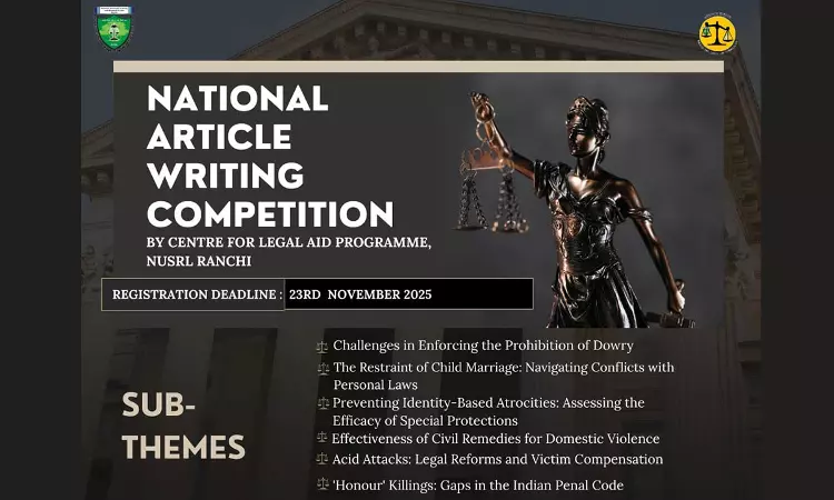 National Article Writing Competition, 2025 | CLAP-NUSRL | 14th December, 2025 National Article Writing Competition, 2025 | CLAP-NUSRL | 14th December, 2025