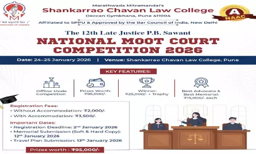 Shankarrao Chavan Law College To Host Late Justice P.B. Sawant 12th National Moot Court Competition 2026 Shankarrao Chavan Law College To Host Late Justice P.B. Sawant 12th National Moot Court Competition 2026