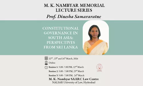 NALSAR To Host M.K. Nambyar Memorial Lecture Series 2026 Featuring Prof. Dinesha Samararatne NALSAR To Host M.K. Nambyar Memorial Lecture Series 2026 Featuring Prof. Dinesha Samararatne