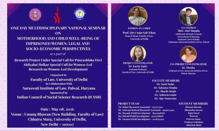 Delhi University Faculty Of Law To Host National Seminar On Imprisoned Women & Children Delhi University Faculty Of Law To Host National Seminar On Imprisoned Women & Children