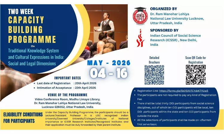 RMLNLU Conducts Two-Week Capacity Building Programme On Traditional Knowledge Systems & Cultural Expressions [Apply By April 30]
