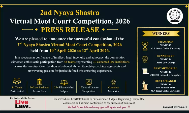 Nyaya Shastra Hosts 2nd Virtual Moot Court Competition 2026; JGU Team Wins Nyaya Shastra Hosts 2nd Virtual Moot Court Competition 2026; JGU Team Wins