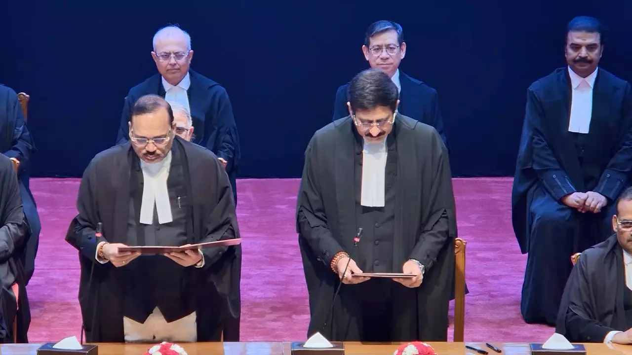 Justice Sanjeev Sachdeva takes oath.