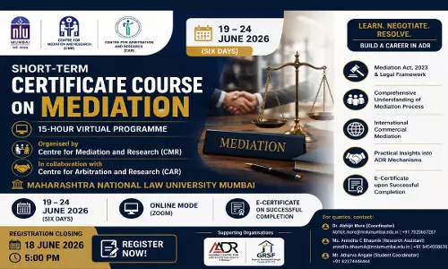 [Advertisement] MNLU Mumbai Announces 15-Hour Online Certificate Course On Mediation; Registrations Open Till June 18