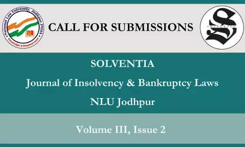 Call For Papers | Solventia – Journal Of Insolvency & Bankruptcy Laws  [Vol. Iii, Issue 2]