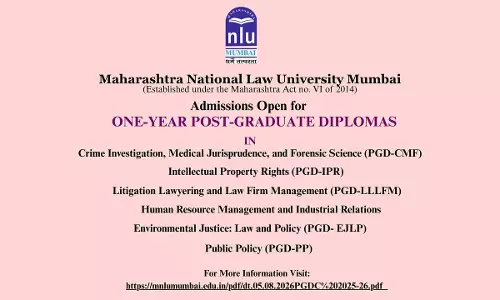 Admissions Open 2026–27 | One-Year Post Graduate Diploma Programmes | Maharashtra National Law University Mumbai Admissions Open 2026–27 | One-Year Post Graduate Diploma Programmes | Maharashtra National Law University Mumbai