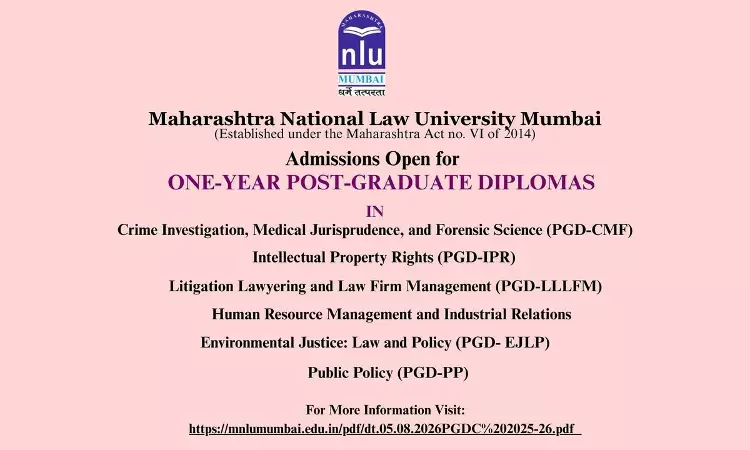 Admissions Open 2026–27 | One-Year Post Graduate Diploma Programmes | Maharashtra National Law University Mumbai