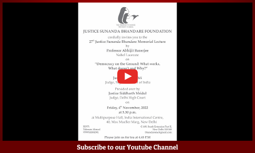 Nobel Laureate Prof Abhijit Banerjee To Deliver Justice Sunanda Bhandare Memorial Lecture | 5.30 PM Today