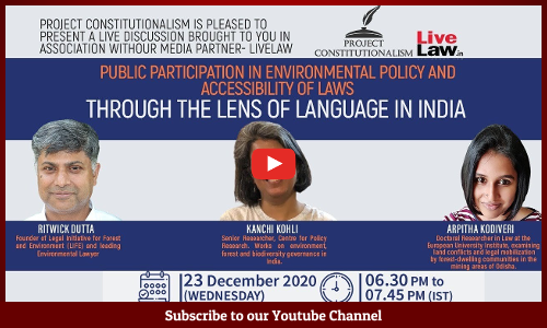 [LIVE NOW] Public Participation In Environmental Policy And Accessibility Of Laws   Through The Lens Of Language In India