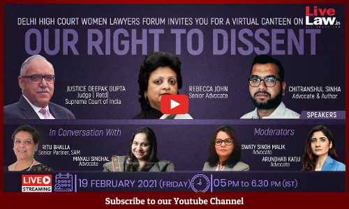 LIVE NOW: Webinar ON OUR RIGHT TO DISSENT- Justice Dipak Gupta, Rebecca John